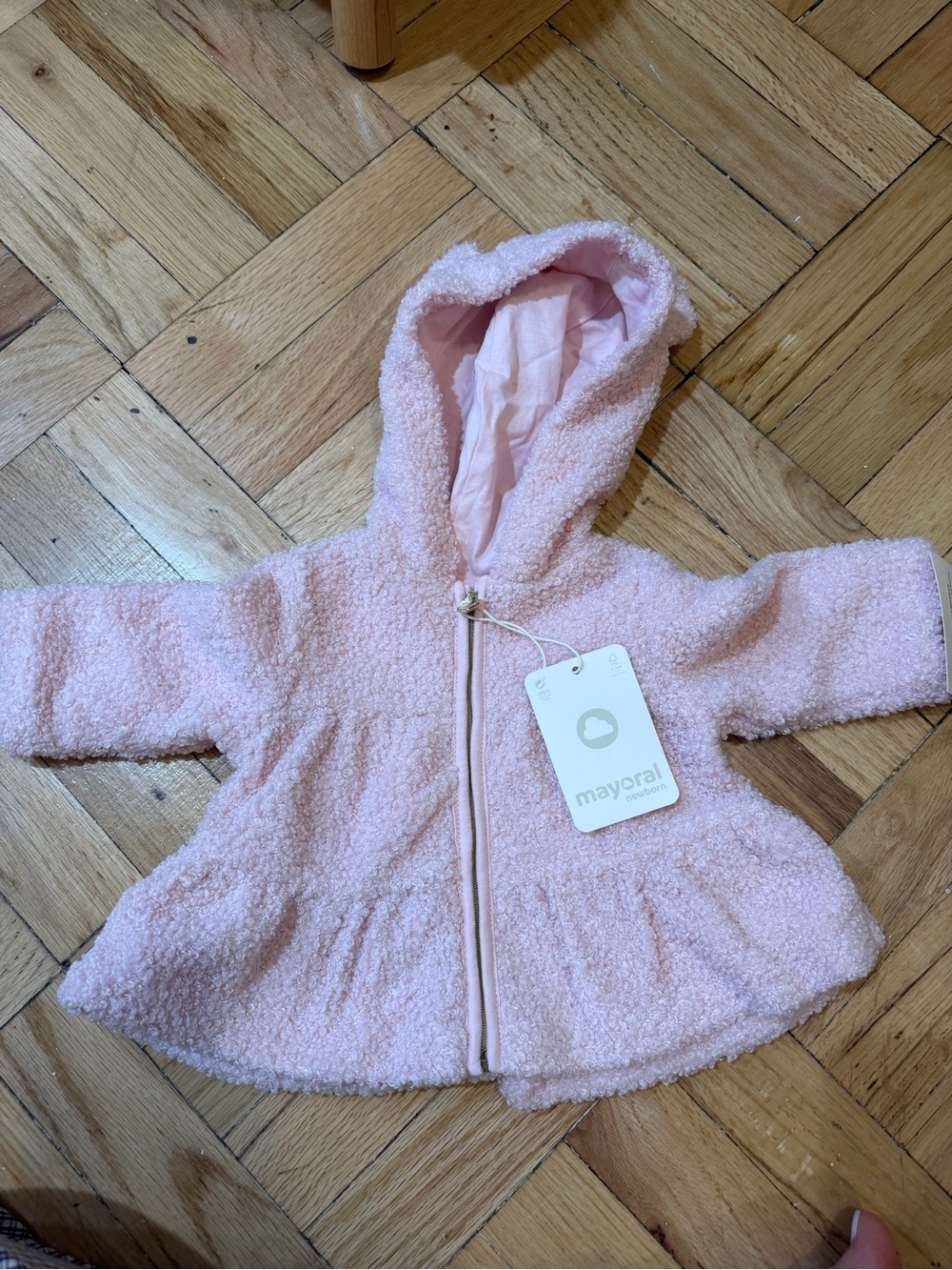 Mayoral Light Pink Hooded Baby Coat